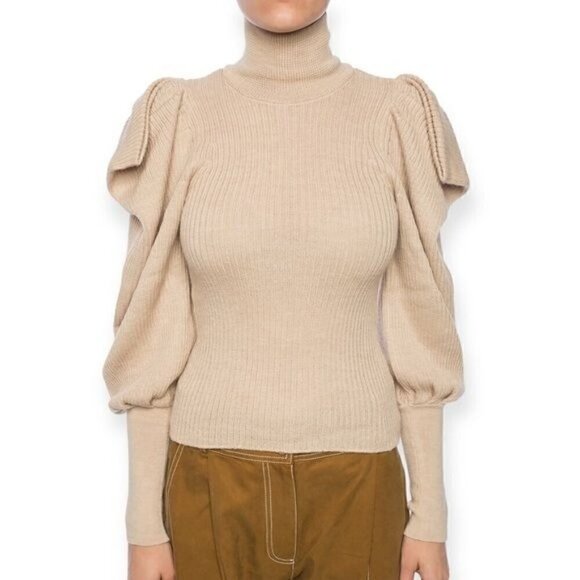 Ulla‎ Johnson Tatum Turtleneck Sweater, beige, Size P - Picture 1 of 15